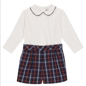 NWT Rachel Riley Tartan Short and Shirt Set 6 Mos